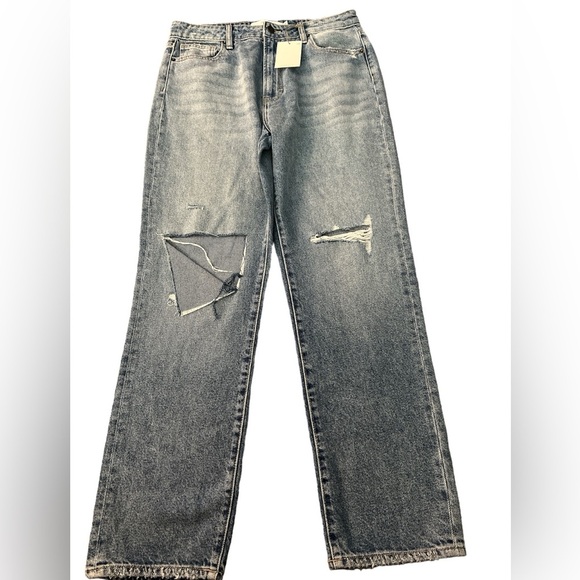 Hidden Jeans Med Wash Distressed Tracey High Rise Straight Crop Jeans Size 29 - Picture 7 of 9